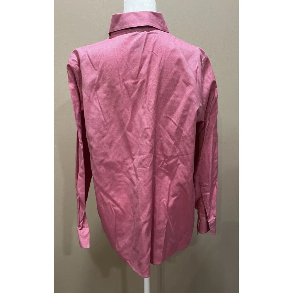 Talbots Women’s Wrinkle Resistant Button Up Shirt Pink Cotton Size 16W Classic - Picture 2 of 9